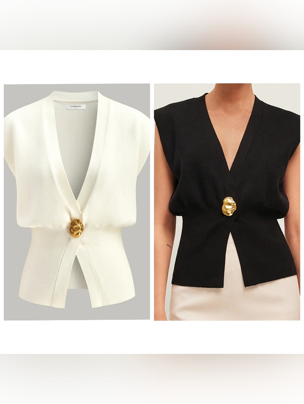 Commense V-Neck Button Detail Sweater Vest Bundle Of 2